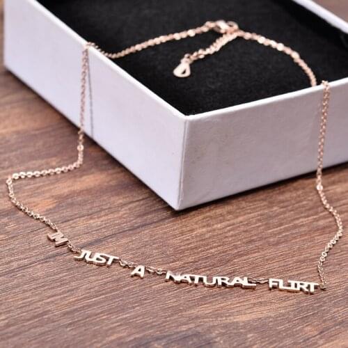 YUN RUO Fashion Brand Woman Jewelry Rose Gold Color Letters Necklace Simply Choker Necklace 316 L Stainless Steel Jewelry