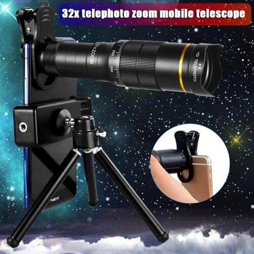 4k 32X Super Telephoto Zooms Monocular Telescope with Phone Clip Tripod Storage Bags For Camping Traveling Hunting Hiking Tool