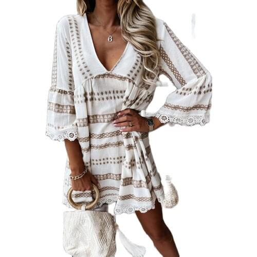 New Design Good Quality Factory Price Fashion Hot Selling Womens 2021 Summer Lace Cuff Dress