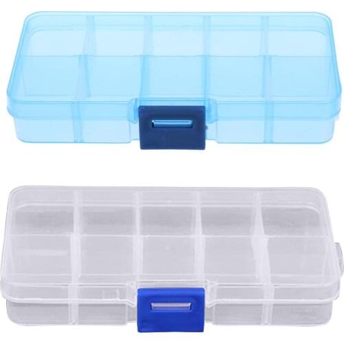 10 Compartments Transparent Plastic Jewelry Pills Box Organizer Storage Earring Container Case Plastic Storage Boxes