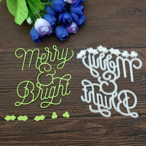 Merry and bright letters Metal Cutting Dies Die cutter Stencil DIY Scrapbook Paper Photo Craft Template Dies