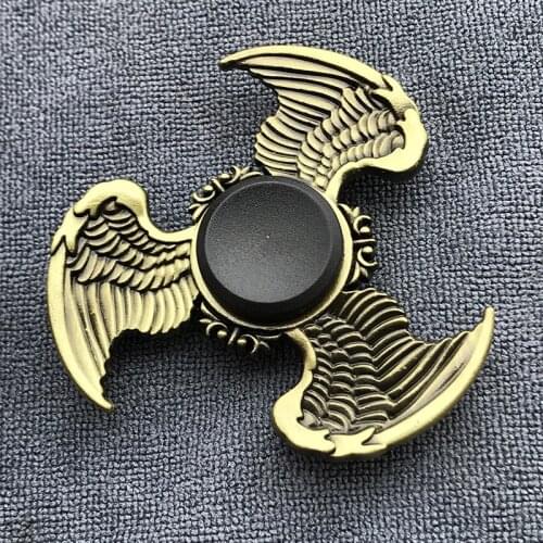 Fidget Spinner Brass Color Zinc Alloy Metal Hand Spinner Dice Bauhinia Rudder Exterior Smooth Finger Tri Spiner Gyro Toy For Kid