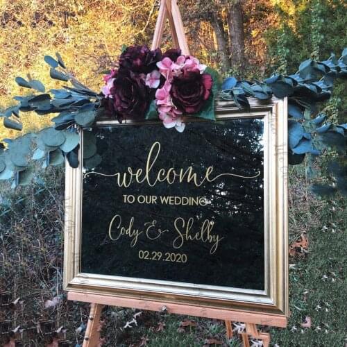 Wedding Decal Welcome to our Happily Vinyl Decal for Wedding Sign Rustic Date Custom Decor DIY Lettering for Sign Personalized