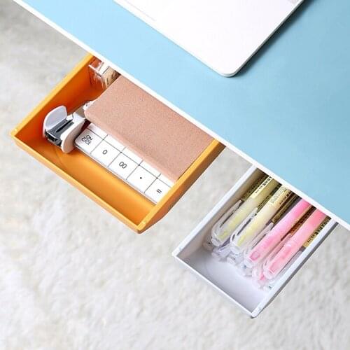 Under Desk Storage Box Stick Drawer Type Dormitory Table Bottom Hidden Storage Office Supplies Sorting Box Organizer Drawer