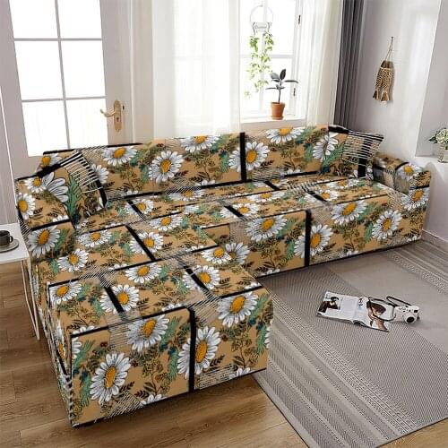 Floral Plant Print Sofa Protector Covers for Living Room Elastic Stretch Slipcover Sectional Corner Sofa Covers 1/2/3/4-seater
