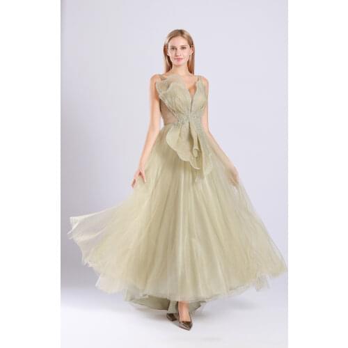 Green Gowns Fashion Ladies Bling Bling Eveningdress Luxury A-Line blue Host Dress For Women Wedding Party Graduation Formal