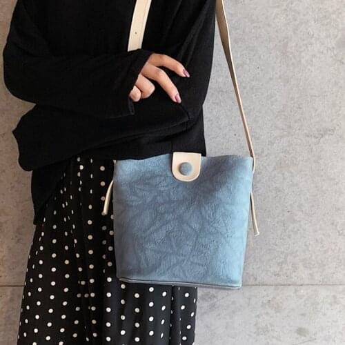 Womens Pu Leather Bucket Bag Ladies Casual Solid Color Crossbody Pakage Small Leisure Bucket Bag
