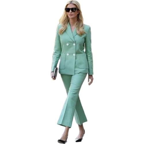 VEIAI Women Pantsuits Tuxedo 2 Piece Set White Women Business Suits Female Office Uniform Ladies Pantsuits Custom Made