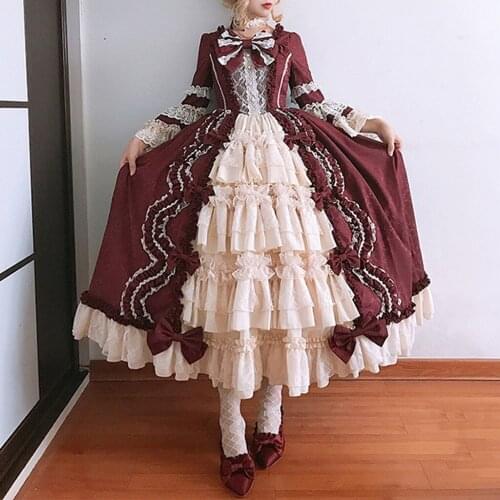 Fall Women Dress 2020 Vintage Gothic Court Dress Square Collar Patchwork Bow Dress Fashion Tunic Elegant Aesthetic Clothing
