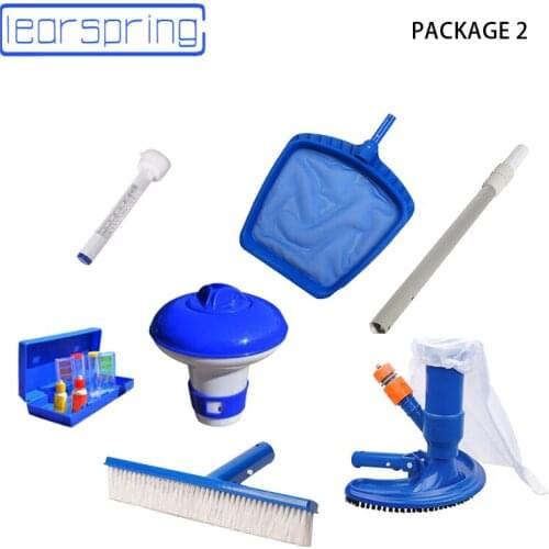 1 lots package Swimming Pool cleaning and suction tool Pool Accessories with Vacuum Head brush skimmer Automatic Dispenser