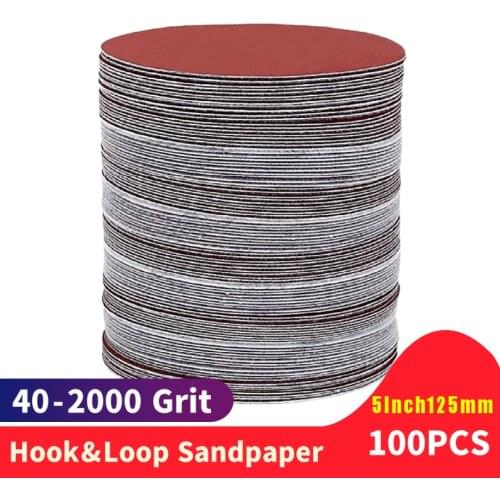 100PCS 125mm #40 - #2000 Abrasive Tools for Sander without Hole Sander Disc Sanding Polishing Paper Sandpaper Disc
