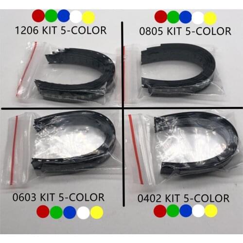 100pcs=5colors x20pcs 5050 5730 1206 0805 0603 2835 0402 3528 LED Diode Assortment SMD LED Diode Kit Green/RED/White/Blue/Yellow