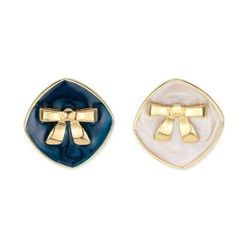12 pair / lot wholesale fashion jewelry metal enamel irregular metal butterfly bow knot earrings for women