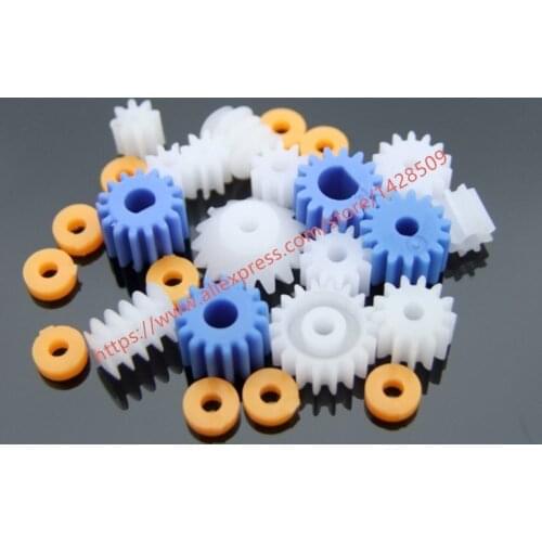 16 Pcs Different Type Mini Plastic Gear 0.5 Modulus Plastic Bearing Gear Set DIY Worm Gear Axle Gear