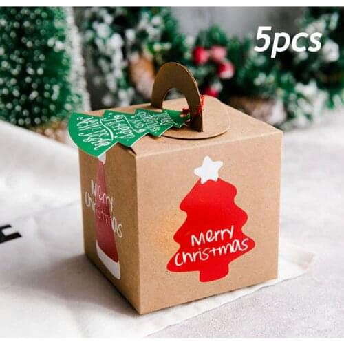5Pcs Creative Simple style Christmas Gift box Creative Kraft Paper DIY gift bag Candy box kawaii Party Supplies