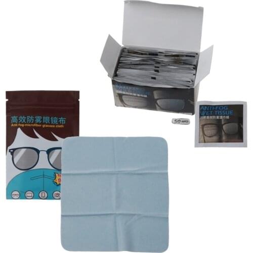 50Pcs Anti-Fog Wipes for Glasses Pre-moistened Antifog Lens Individually Wrapped Disposable Defogger Eyeglass