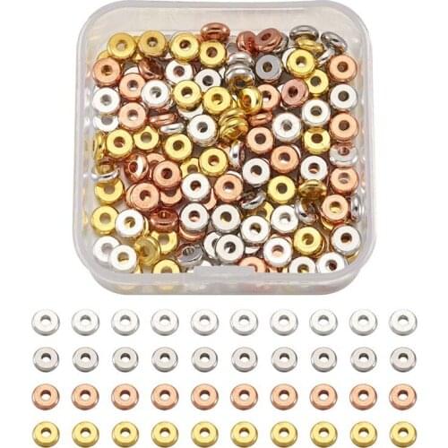 Pandahall 320pcs/box 6x2mm Brass Beads Loose Spacer Beads Flat Round for Jewelry Making DIY Bracelet Necklace Mixed Color