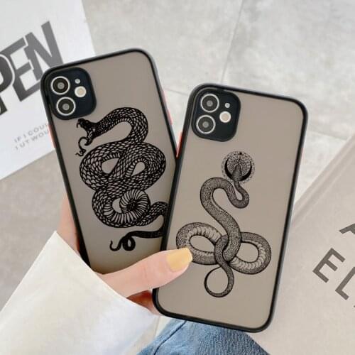 Snake Black Matte Phone Case for iphone SE 2020 6S 7 8 Plus For iPhone 12 mini 11 pro max X XR XS Max Shockproof Back Covers