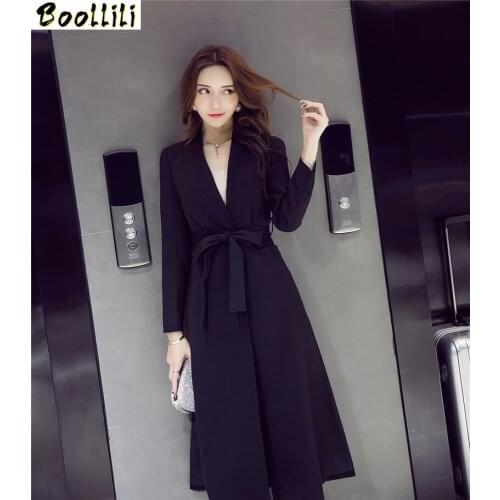 Boollili Tunique Longue Coat Womens Autumn Windbreaker Coats With Belt Elegant Slim Women Trench Coat Para As Mulheres