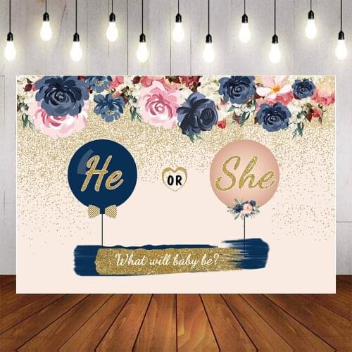 Mehofond Gender Reveal Photography Background Baby Shower Flower Balloon What Will Baby Be Photophone Backdrop Photo Studio