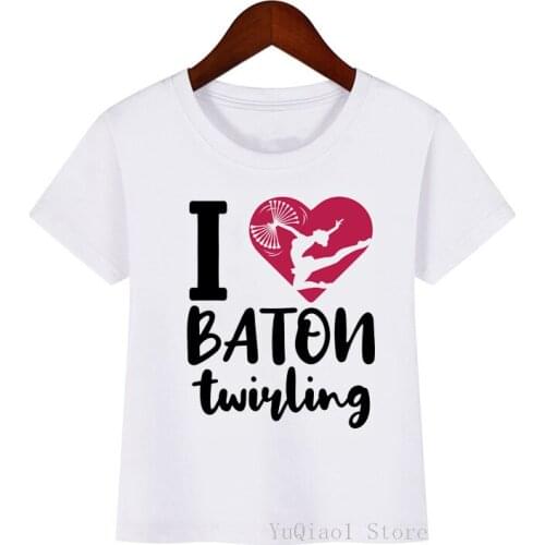 I Love Baton Twirling Cute Children Gymnastics T Shirt Boy Girls Funny Graphic Tees Kids GYM Sports T-Shirt Teen Custom Diy Top