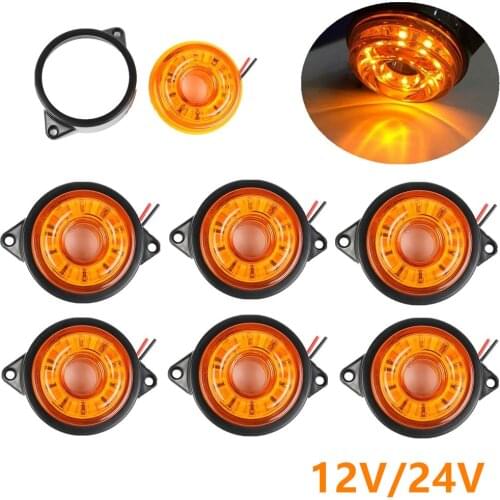 6PCS 10LED Trailer Truck 24V Round LED Rear Side Marker Indicators Light Waterproof Bullet Clearance Side Marker Light For Truck