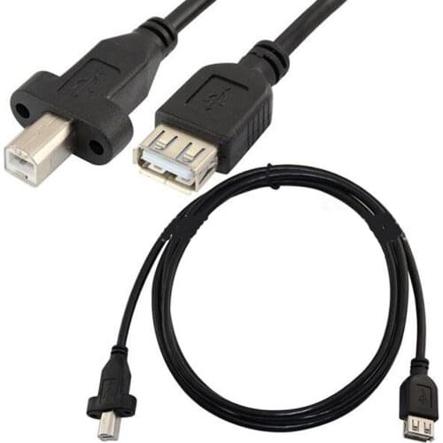 USB 2.0 A female socket panel mount to USB B male socket panel mount plug extension cable