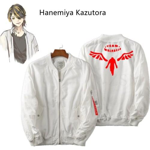 Kazutora Hanemiya Cosplay Tokyo Revengers Costumes White Coat Valhalla Uniform Baseball Coat Mikey Draken Halloween