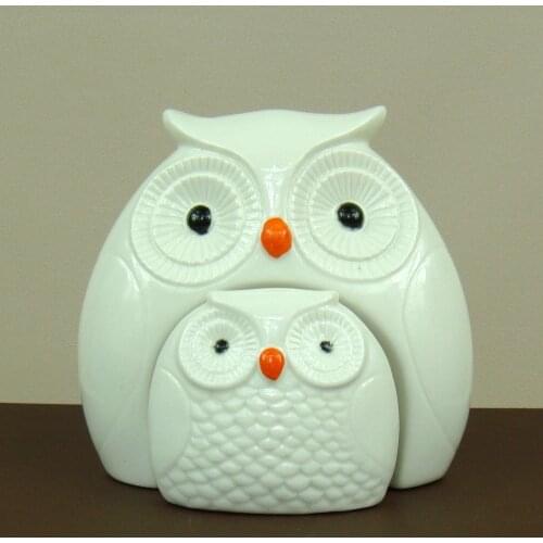 Creative Porcelain Owl Figurines Abstractive Ceramics Mother and Baby Statue Decoration Craft Gift for Mothers Day and Birthday