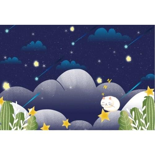 Cute Clouds Star Forest Scenery Printing Backdrop Party Room Decor Photo Booth Studio Prop