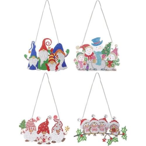 Christmas Pendant Kit DIY Applique Diamond Rhinestone Acrylic Crafts Wall HANGing Mosaic Art Door Window Home Decoration Ornamen