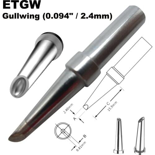 Soldering Tip ETGW Gull Wing 2.4mm Fit WELLER WES51 WES50 WESD51 WE1010NA WE1010EU PES51 PES50 LR21 LR20 Welding Iron Bit