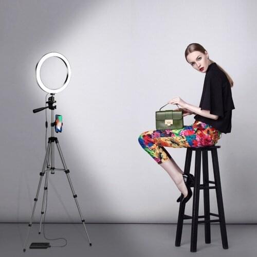 16/20/26cm Ring Light Floor Phone Holder Photo Studio Photography Dimmable Holder For Selfie Live Show with Beauty Light