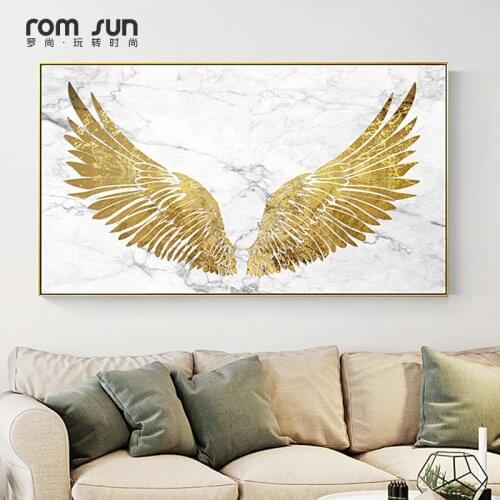 Wow Abstrakcja Obraz na Golden Wings Canvas Paintings Wall Art Plakaty i druki do salonu Bedroom Home Decoration Modern Nordic