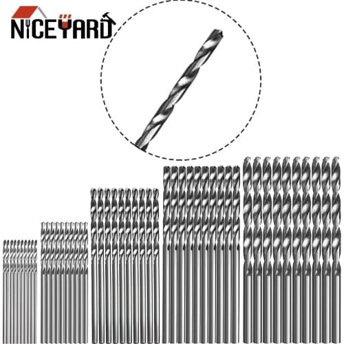 NICEYARD 50 Pcs Titanium Coated Drill 1/1.5/2/2.5/3mm High Speed Steel Drill Bits Power Tool Accessories HSS 4241