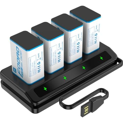 9V NiMH Rechargeable Battery Micro USB Charger And Batteries 9V Ni-MH Battery For RC Helicopter Model Microphone KTV