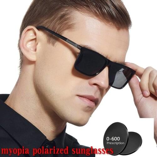 2019 Diopter men women Custom Made Myopia Minus Prescription Polarized LensRetro squar esunglasses men Driving goggles UV400 NX