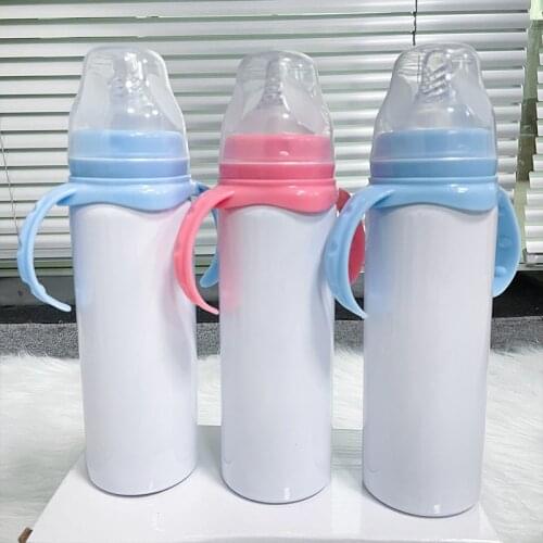Wholesale 8oz DIY Sublimation Child Sippy Cup With Handle Insulate Portable Thermos Double Vaccum Baby Milk Cup For Kids Gift
