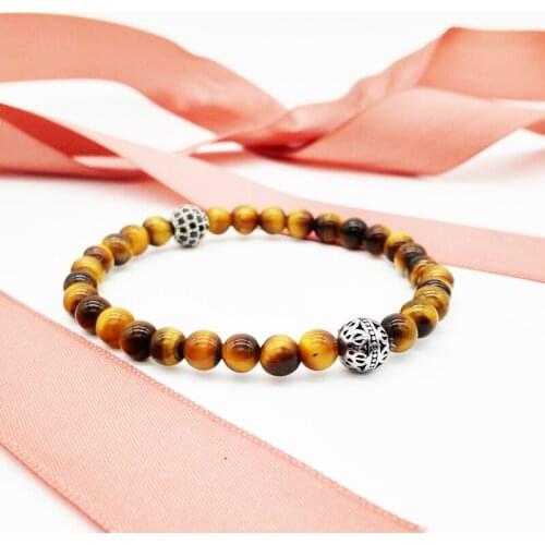 Wholesale jewelry natural tiger eye stone beads bracelets handmade stainless steel bracelet with zircon 50pcs/lot+free shipping