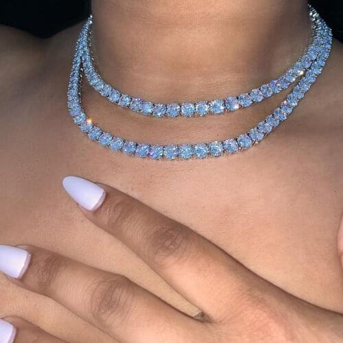 Valentines Gift Heart cz Miami cuban link chain choker necklace white pink girlfriend lover gift iced out jewelry wholesale