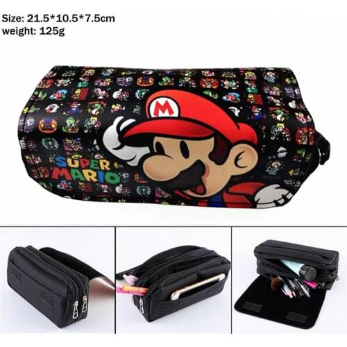 Game Super Mario Student Pencil Case Penbag Boy Girl Zip Cosmetic Bags Canvas Cartoon Travel Multifunction Makeupbag Stationery
