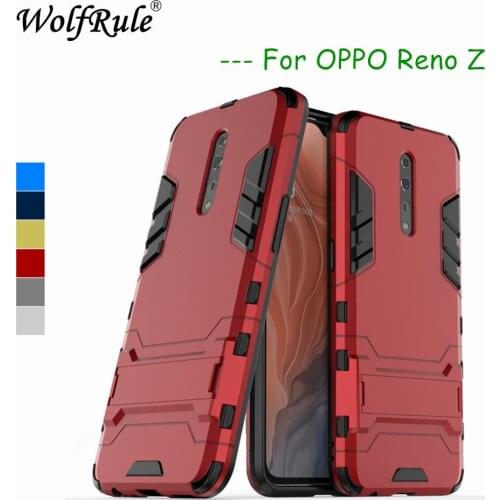Anti-knock Case OPPO Reno Z Cover Soft Rubber + Plastic Case For OPPO Reno Z Phone Case Holder Stand Funda OPPO Reno Z PCDM10