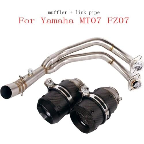 Motorcycle Carbon Fiber Exhaust System Connector Link Tube Header Pipe Escape Muffler Silencer for Yamaha MT07 FZ07