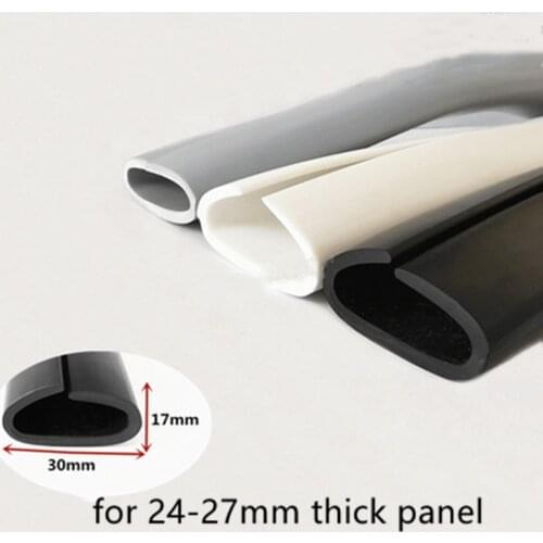 Rubber U Sealing Strip 17x30mm 24 - 27mm thick Glass Metal Car Wood Panel Board Round Edge Encloser Shield Gray White Black