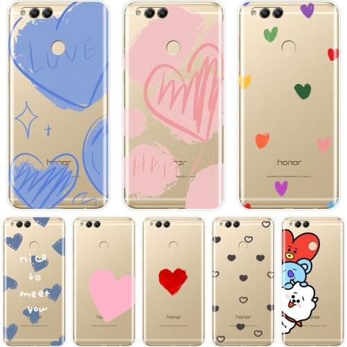 Phone Case Silicone For Huawei Honor 7 7S 7X 7A 7C Pro 10 9 8 8X MAX Cute Heart Back Cover For Huawei Honor 7 8 9 10 Lite Case