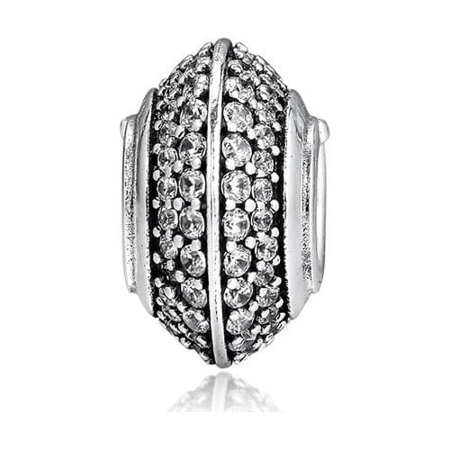 Sparkling Round Charm Beads for Women Bracelets Summer DIY Silver 925 Jewelry Clear CZ Crystal Beads for Jewelry Making 2019