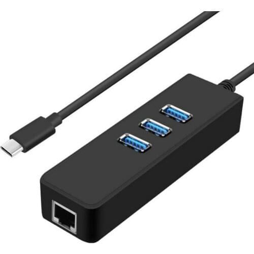 3 Ports USB3.0 HUB Type C To Ethernet LAN RJ45 Cable Adapter Network Card High Speed Data Transfer For PC Macbook