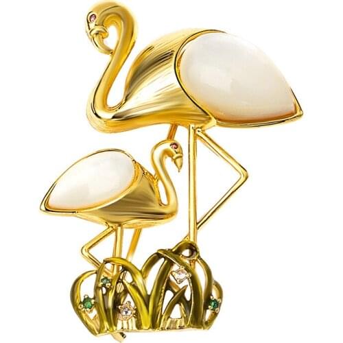 European and American Creative New Products Flamingo Brooch Cute Pin Accessories Personality Temperament Suit Cardigan Corsage