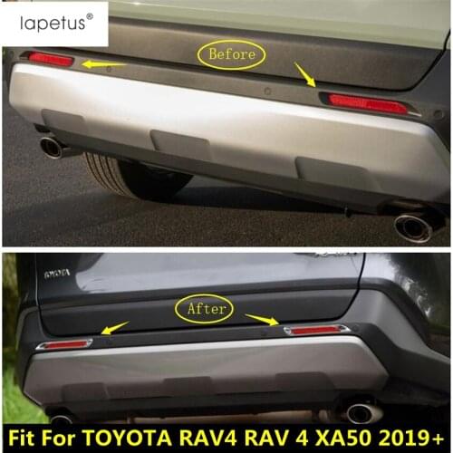 Lapetus Fit For TOYOTA RAV4 RAV 4 XA50 2019 2020 2021 ABS Chrome Rear Tail Fog Lights Foglight Lamps Decoration Cover Kit Trim
