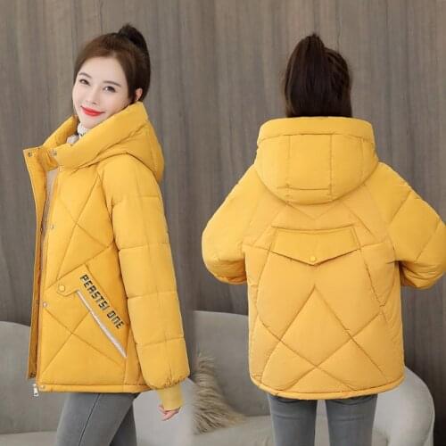 2020 New Winter Women Parka Stand-collar Hooded Jacket loose Warm Thicken Outerwear Down cotton Casual Jacket Female Basic Coat